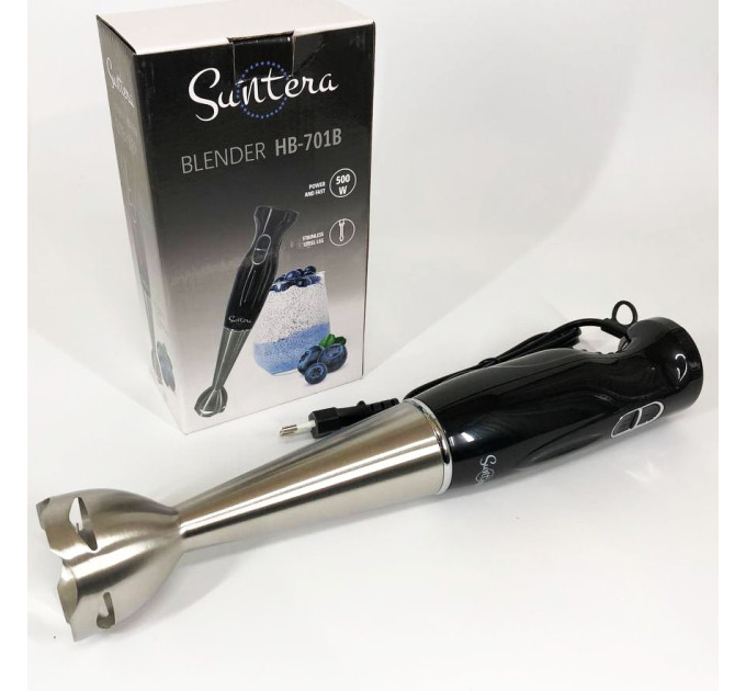 Блендер Suntera HB-701B 500 Вт, 2 режима скорости, ножка нержавеющая сталь, блендер переносной