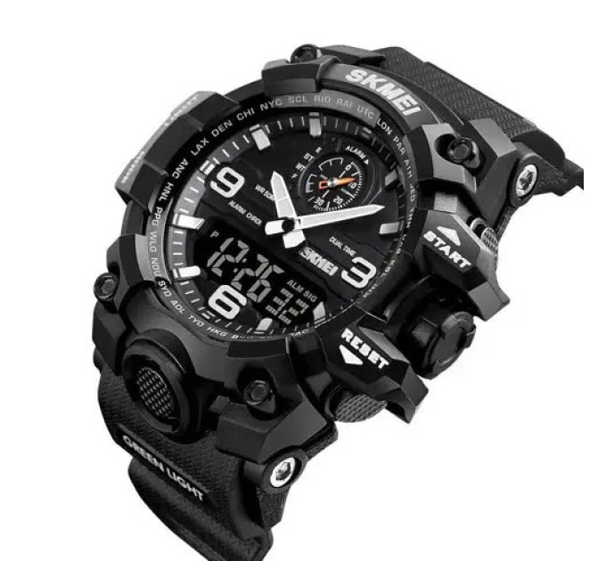 Часы наручные мужские SKMEI 1586BK BLACK, водонепроницаемые мужские часы, часы спортивные. Цвет: черный