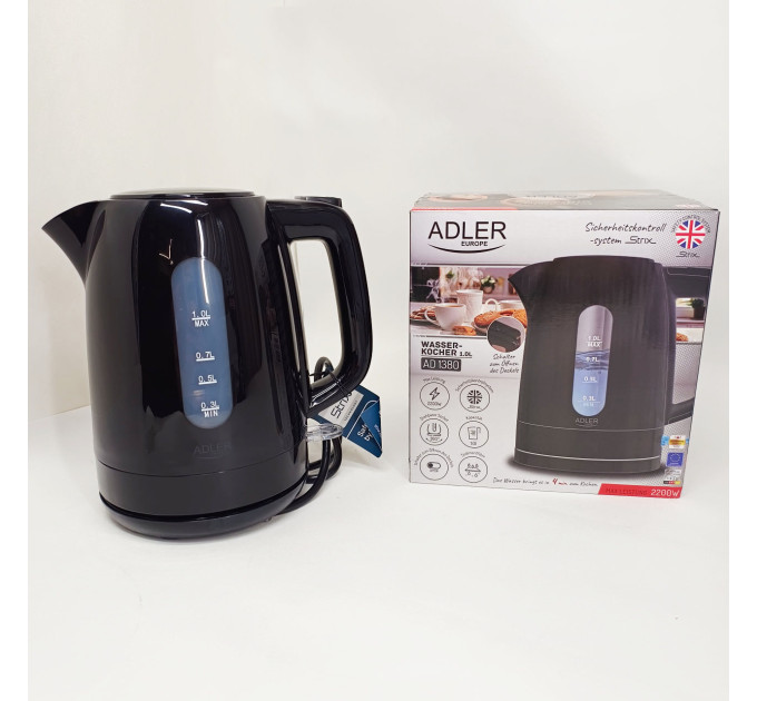 Електрочайник Adler AD 1380b 1л 2200Вт Black