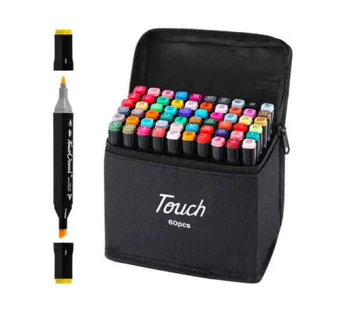 Набор скетч маркеров для рисования Touch 60 шт двусторонние профессиональные фломастеры для художников
