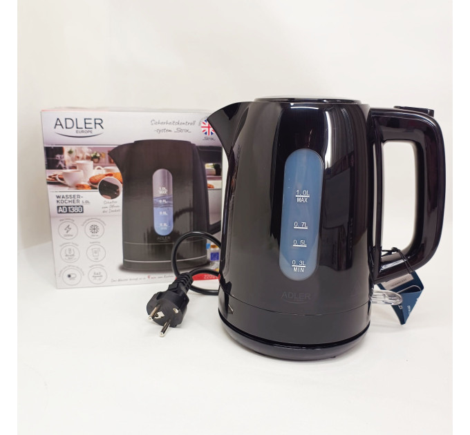 Електрочайник Adler AD 1380b 1л 2200Вт Black