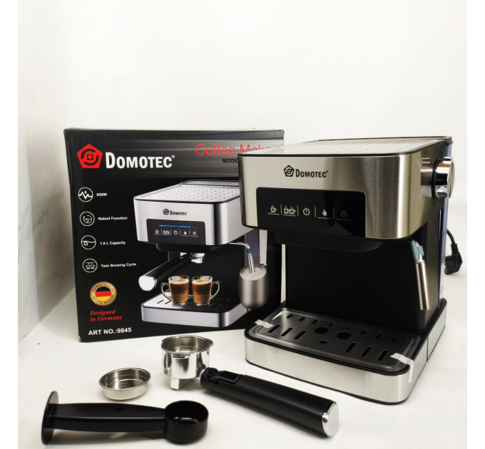 Рожковая кофемашина Кофеварка Domotec MS-136 1.6л 850Вт 15 Бар
