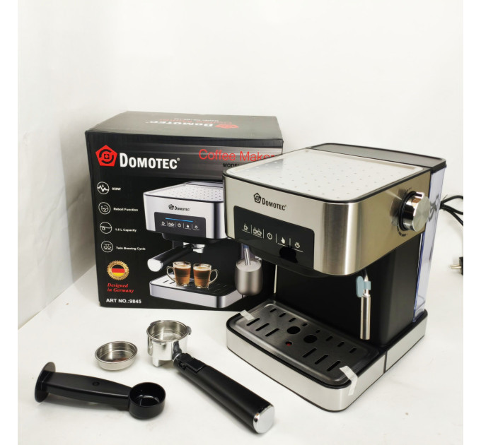 Рожковая кофемашина Кофеварка Domotec MS-136 1.6л 850Вт 15 Бар
