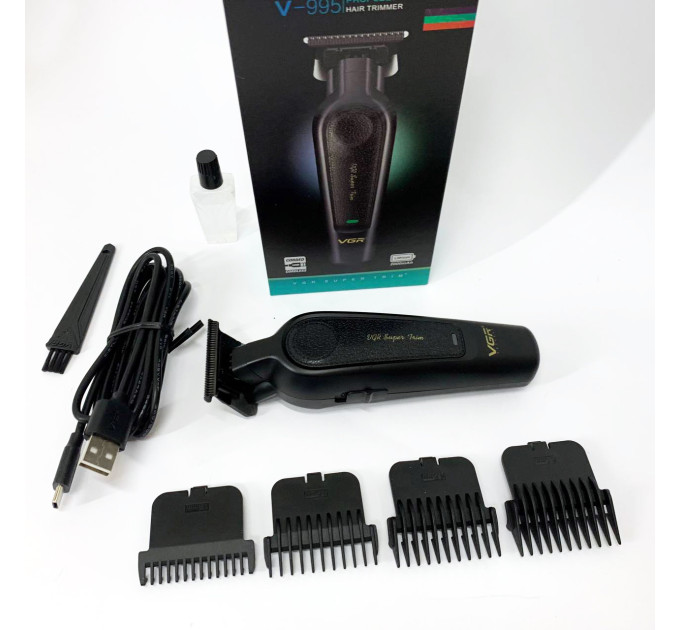 Аккумуляторная машинка для стрижки VGR V-995 + 4 насадки, 2000 мАч, USB
