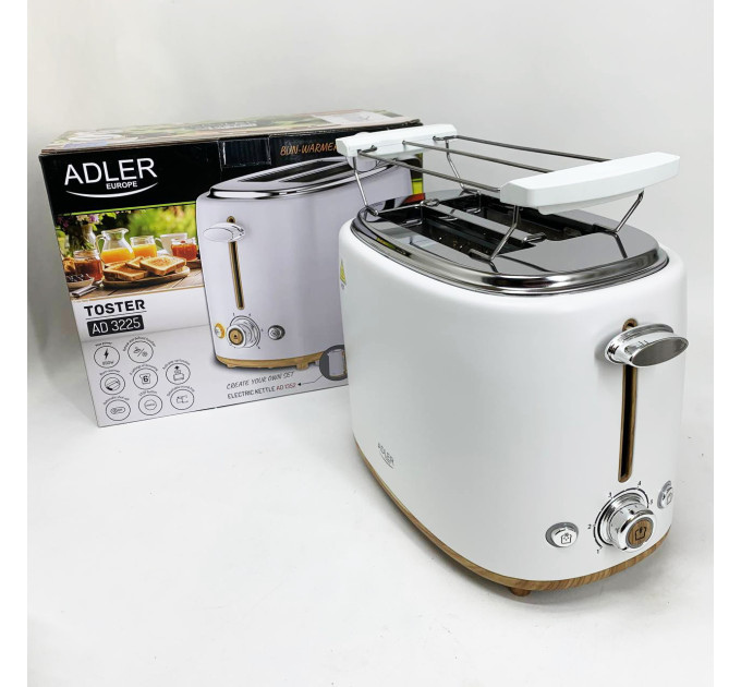 Тостер з решіткою для булочок Adler AD 3225, 6 рівнів обсмажування 950Вт