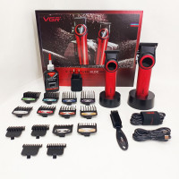 Набор VGR 2 в 1 V-001 V-977 RED, аккумуляторная машинка для стрижки и триммер. Цвет: красный