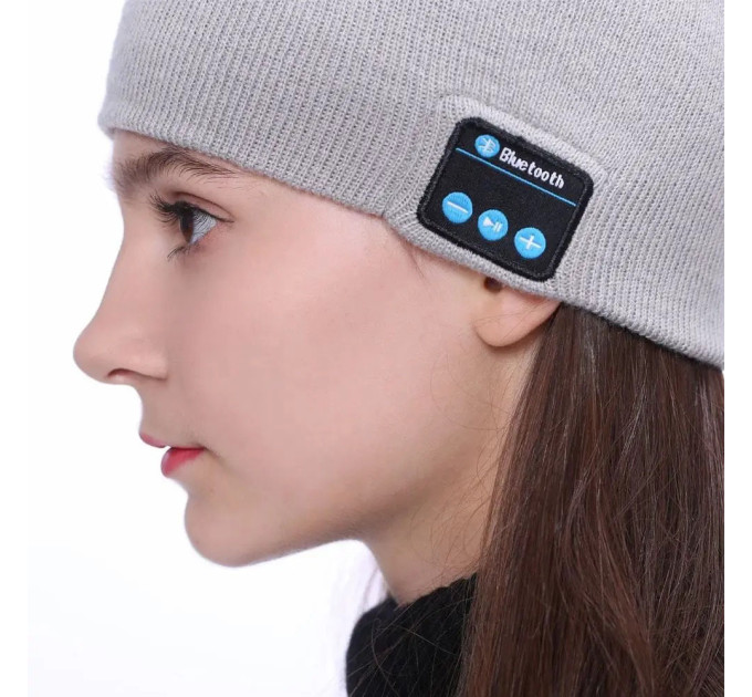 Портативная колонка ШАПКА с bluetooth наушниками SPS Hat BT True. Цвет: серый