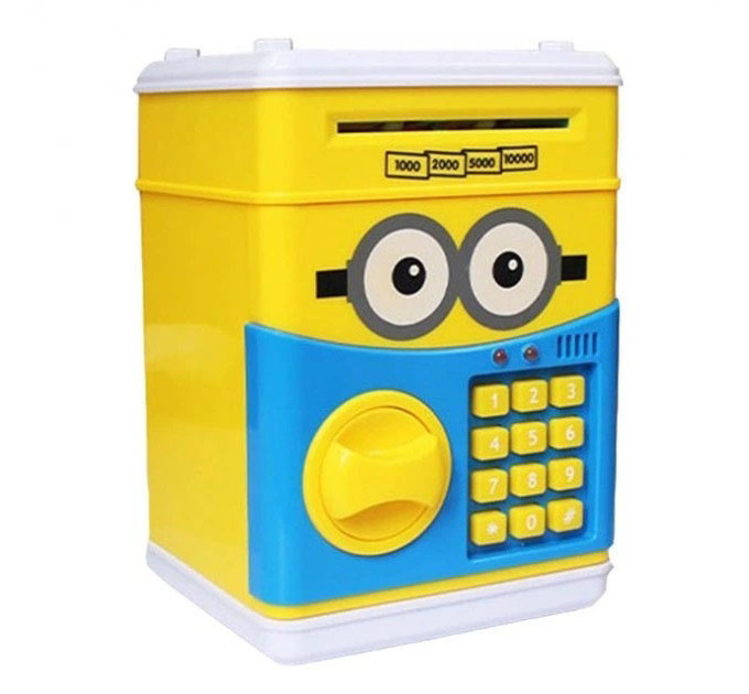 Детская копилка-сейф UKC электронная Minion с кодовым замком и купюроприемником Банкомат для денег Миньон