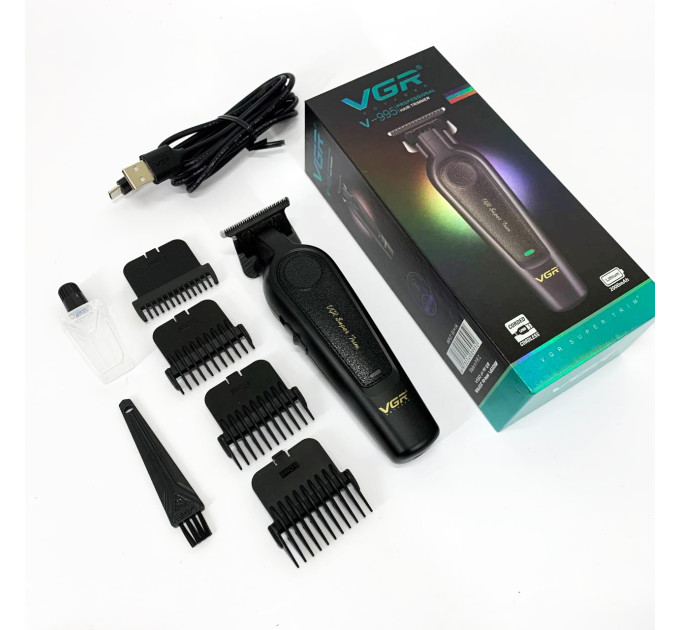 Аккумуляторная машинка для стрижки VGR V-995 + 4 насадки, 2000 мАч, USB