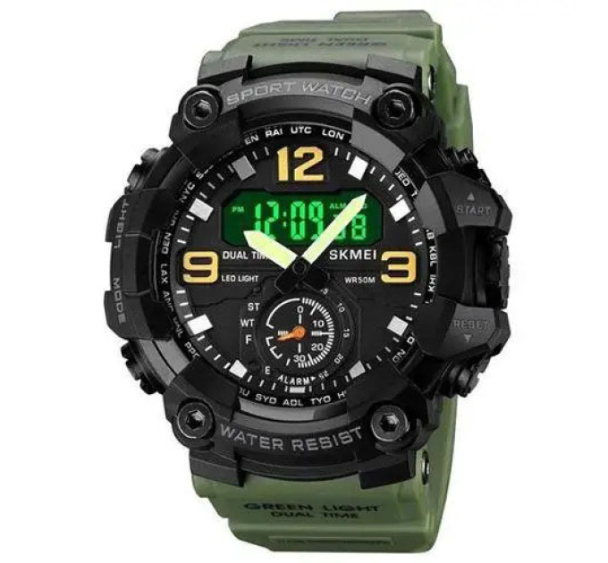 Годинник наручний чоловічий SKMEI 1965AG ARMY GREEN, Годинник армійський оригінал, Годинник спортивний. Колір: зелений