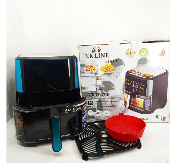 Аэрофритюрница T.K.Line TK00273 12 л с Wi-Fi Tuya Smart, 2 ТЭНами, LED-дисплеем и керамической чашей