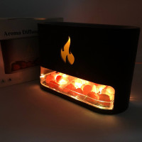 Лампа зволожувач повітря Docsal Flame 3 в 1 з соляним камінням, Портативний зволожувач лампа чорна