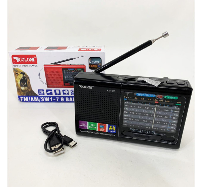 Портативна стовпчик радіо MP3 USB Golon RX-6622 Black