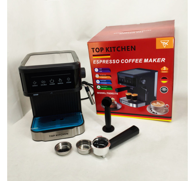 Кавоварка еспресо Top Kitchen TK00216 1500Вт 15 бар 1.8л з капучинатором, підігрівом чашок