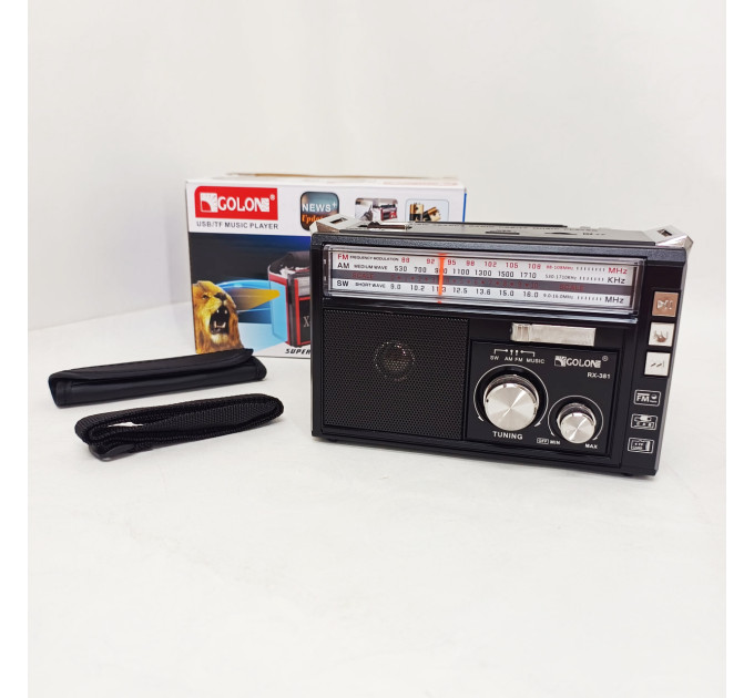 Радиоприёмник портативное радио Golon RX-381 аккумуляторный ретро колонка usb sd mp3 fm. Цвет: черный
