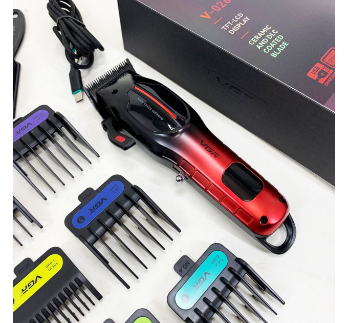 Аккумуляторная машинка для стрижки VGR V-026 RED. Цвет: красный