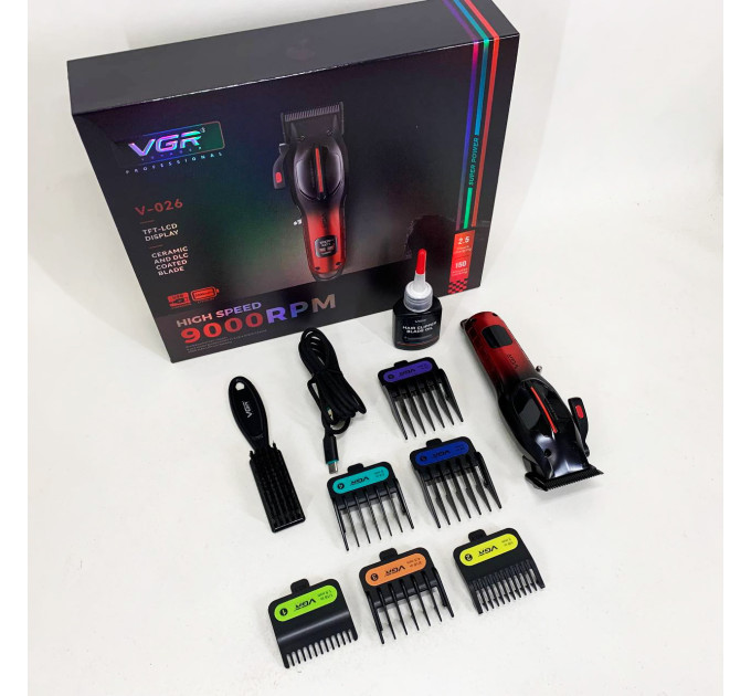 Аккумуляторная машинка для стрижки VGR V-026 RED. Цвет: красный
