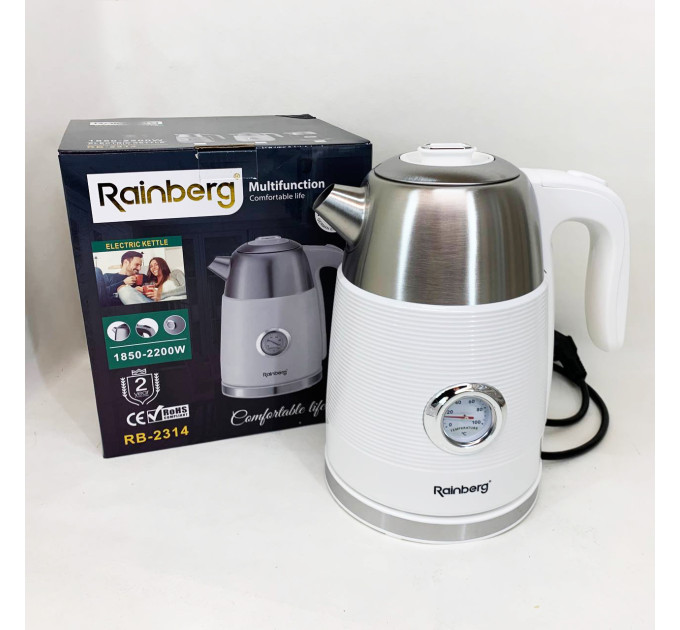 Чайник електричний з датчиком температури Rainberg RB-2314 2200Вт 1.7л White