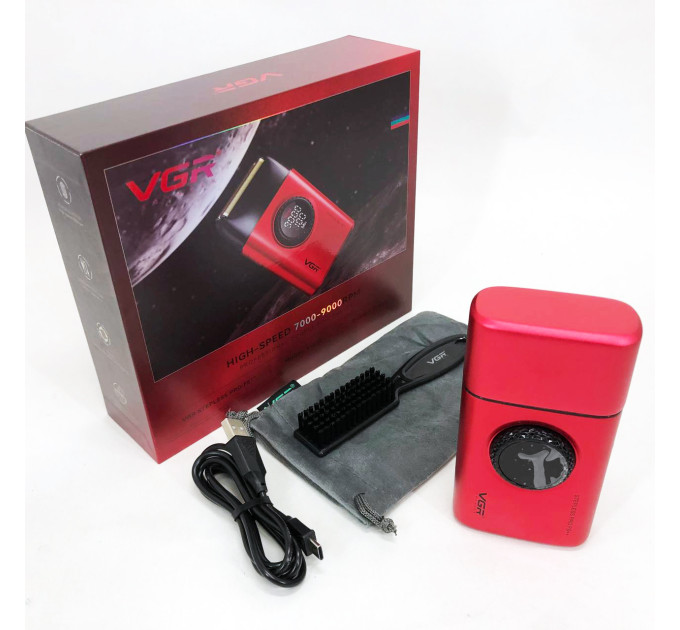 Электробритва VGR V-377 RED шейвер, Электрическая аккумуляторная бритва для бритья, шейвер мужской