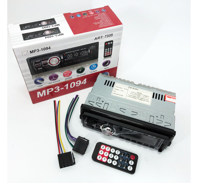 Автомагнитола со съемной панелью MP3 1094 с Bluetooth и пультом / Магнитола в машину автомобильная