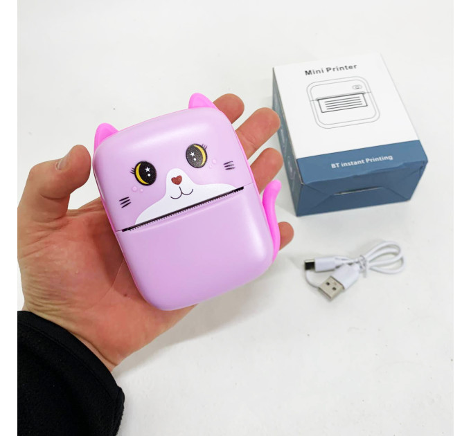 Портативный детский термопринтер с Bluetooth A8 Cat мини принтер для телефона Pink