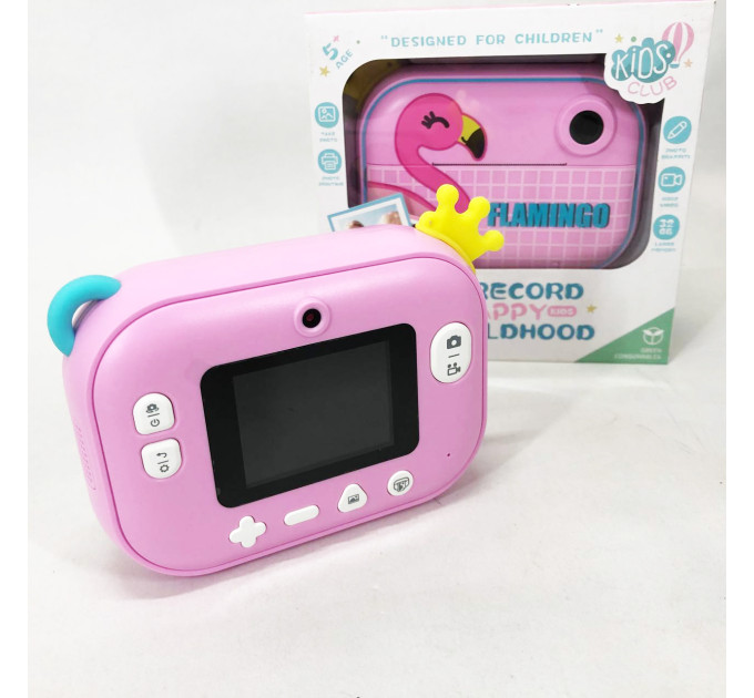 Детский фотоаппарат мгновенной печати YT008 PINK FLAMINGO с поддержкой microSD