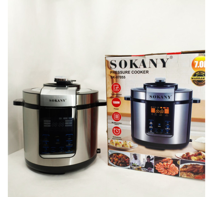 Мультиварка-скороварка-пароварка Sokany SK-07055 7л 3 в 1 Електрична з таймером 1000Вт
