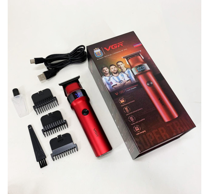 Машинка для стрижки волосся VGR V-987 RED, Бритва триммер для чоловіків