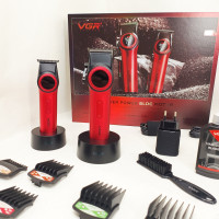 Набор VGR 2 в 1 V-001 V-977 RED, аккумуляторная машинка для стрижки и триммер. Цвет: красный