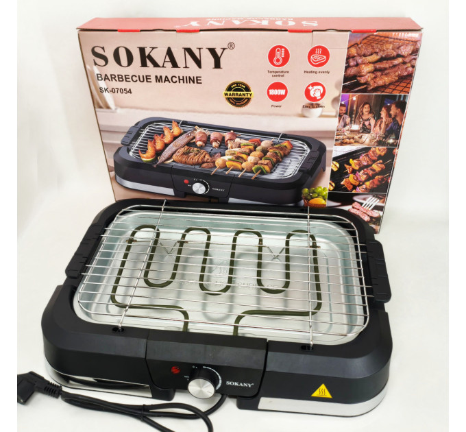 Барбекю электрический гриль Sokany SK-07054 2000Вт настольный бездымный для приготовления мяса и овощей