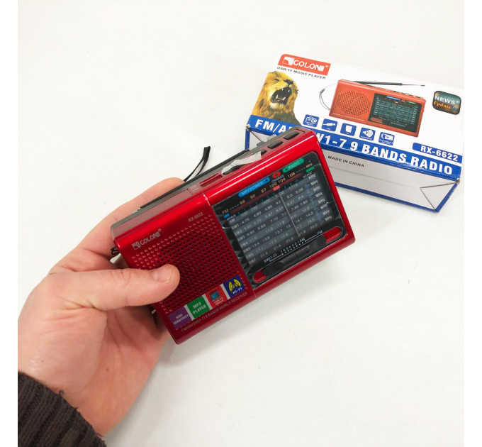 Портативна стовпчик радіо MP3 USB Golon RX-6622. Колір: червоний