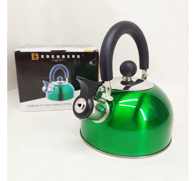 Чайник Edenberg EB-1346 із нержавіючої сталі зі свистком 2.5л Green