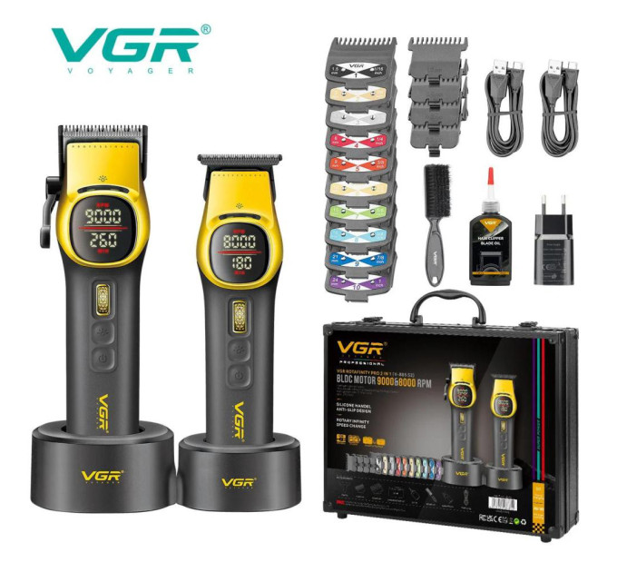 Комплект VGR 2 в 1 V-885 S2 GOLD, акумуляторна машинка для стрижки та триммер