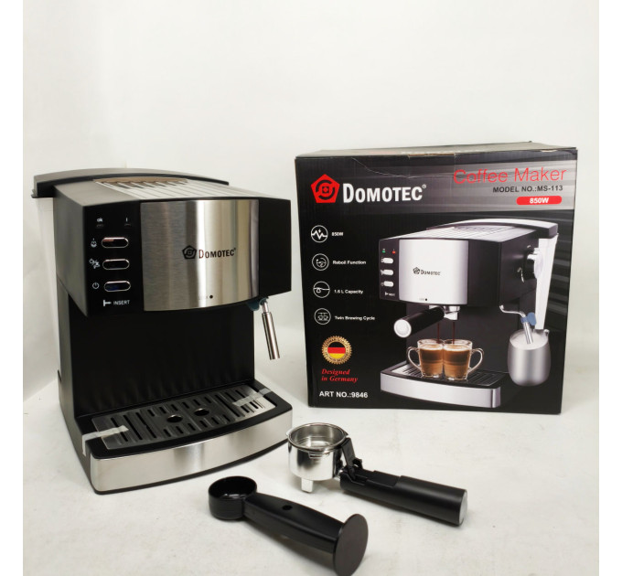 Рожкова кавомашина кавоварка Domotec MS-113 1.6л 15 Бар 850Вт