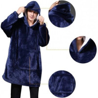 Плед толстовка с капюшоном и рукавами Huggle Hoodie оверсайз Blue