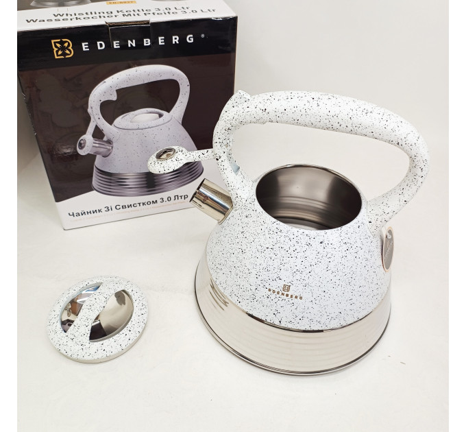 Чайник Edenberg EB-8827 нержавіюча сталь зі свистком 3л White