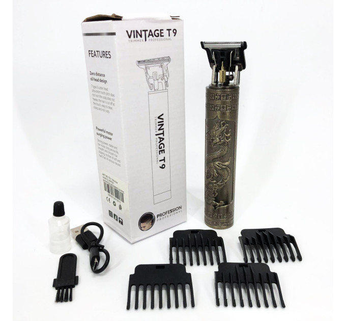 Машинка для стрижки волос Vintage T9-1 BRONZE 4 насадки