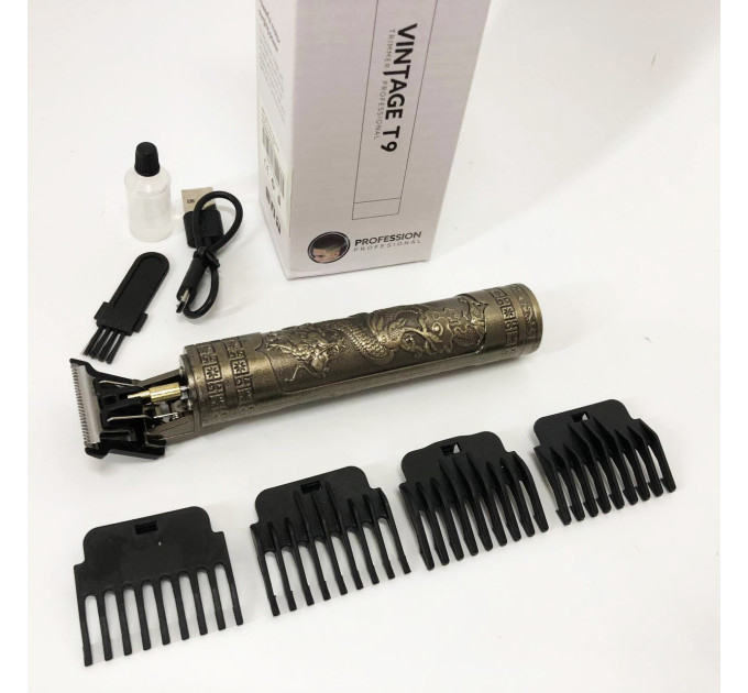 Машинка для стрижки волос Vintage T9-1 BRONZE 4 насадки