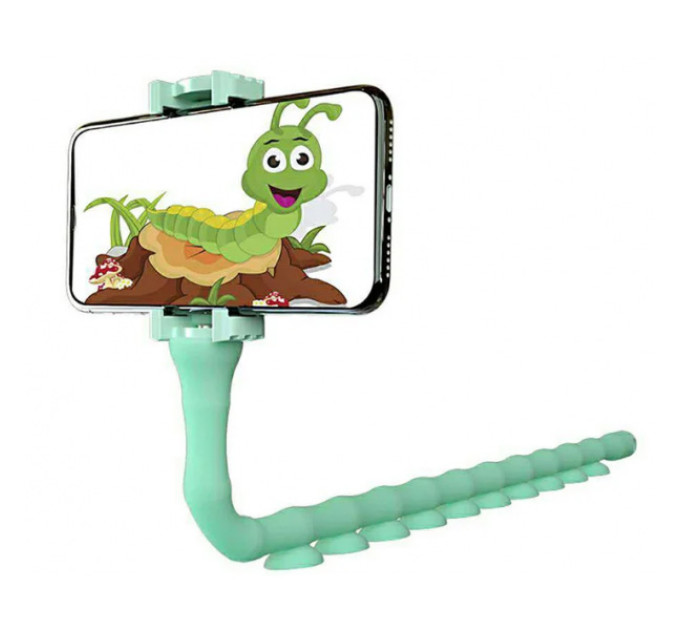 Гибкий держатель для телефона с присосками универсальный Cute Worm Lazy Holder. Цвет: голубой