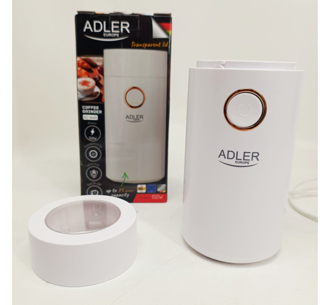 Кавомолка електрична Adler AD 4446-wg Біла 150 Вт кухонний міні подрібнювач для зерен кави