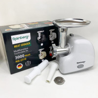 М'ясорубка електрична Rainberg RB-2319 із системою реверсу насадка куббе 3000Вт White