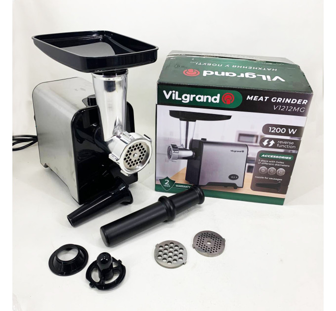 Мясорубка электрическая с нержавейки VILGRAND V1212MG стальная 1200 Вт