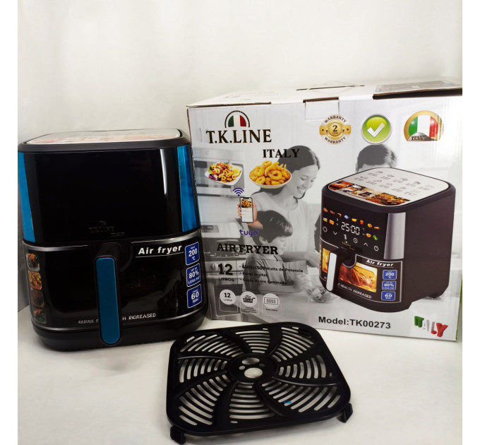Аэрофритюрница T.K.Line TK00273 12 л с Wi-Fi Tuya Smart, 2 ТЭНами, LED-дисплеем и керамической чашей