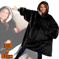 Плед толстовка с капюшоном и рукавами Huggle Hoodie оверсайз Black