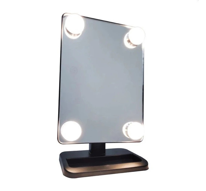 Настольное зеркало для макіяжа Cosmetie mirror 360 Rotation Angel с подсветкой Black