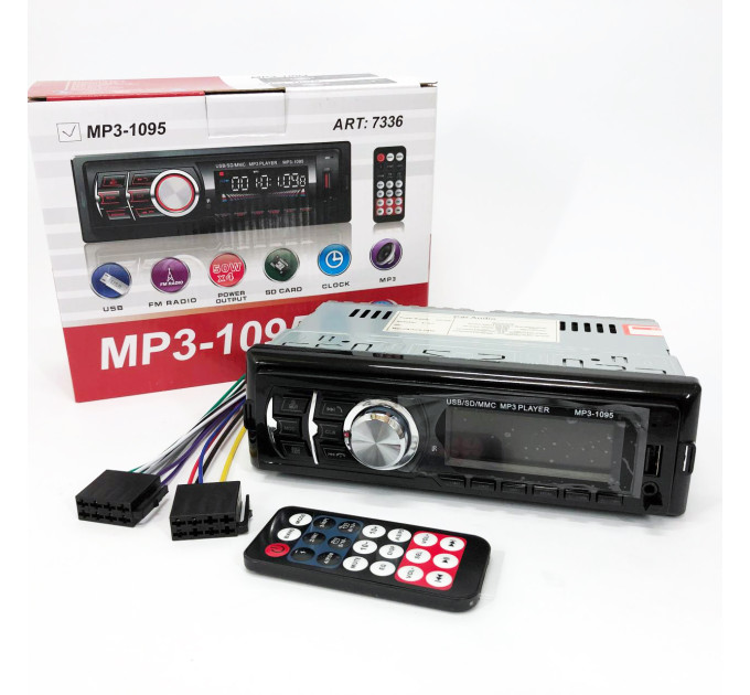 Автомагнитола MP3 1095/7336 BT ISO со съемной панелью 1DIN 4х50Вт, Автомобильная магнитола стерео звук