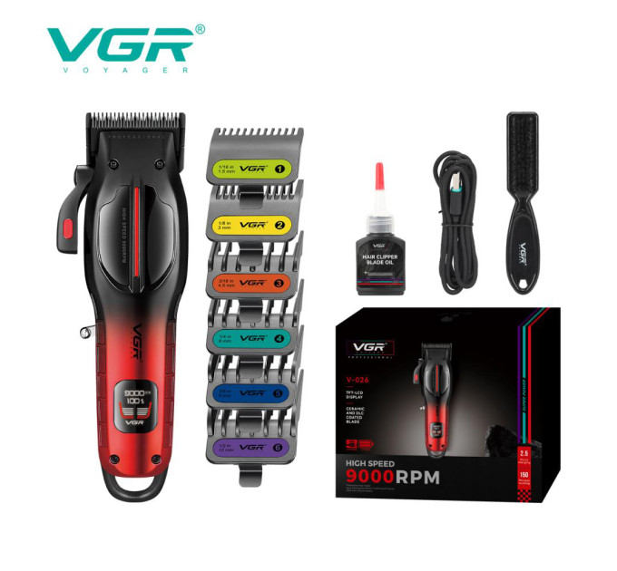 Аккумуляторная машинка для стрижки VGR V-026 RED. Цвет: красный
