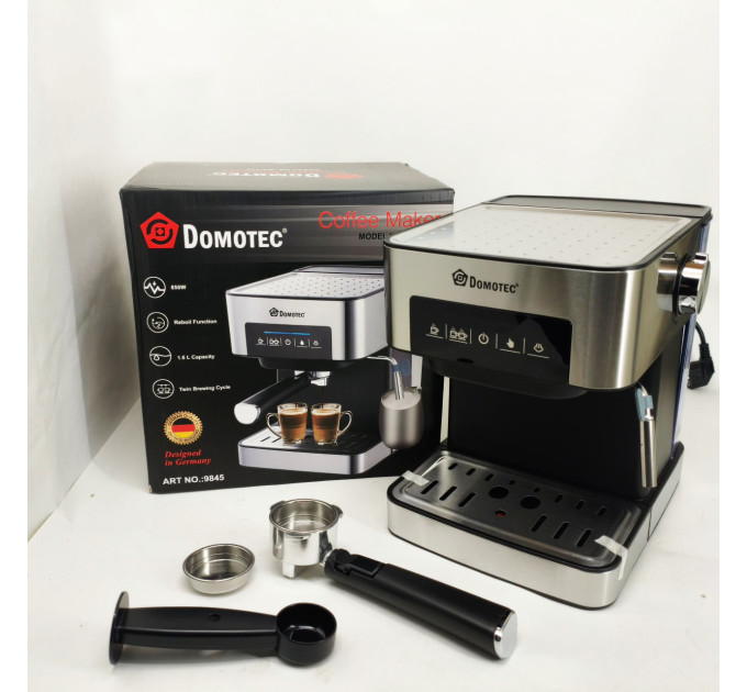 Рожковая кофемашина Кофеварка Domotec MS-136 1.6л 850Вт 15 Бар