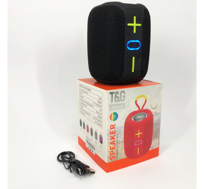 Портативная Bluetooth колонка TG658 8W с RGB подсветкой, Беспроводная колонка мощная. Цвет: черный
