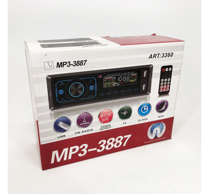 Автомагнитола MP3 3887 ISO 1DIN сенсорный дисплей LED/LCD, Автомобильная магнитола 1din штатная